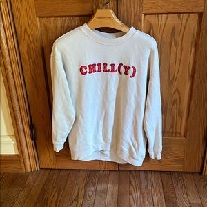 Aerie White Sweatshirt with Red Chill(y) Print